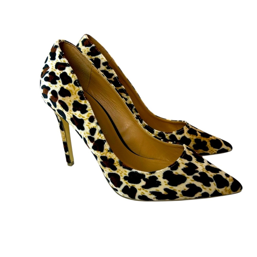 River Island Animal Print Stiletto Heels Shoes Pumps Velvet U.S. Size 7